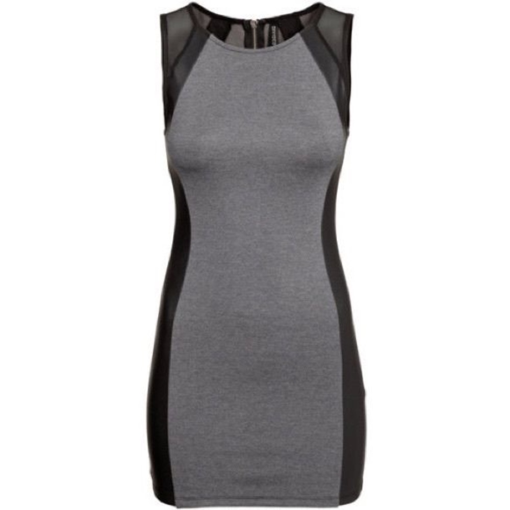 Divided Pleather and Mesh Bodycon Dress